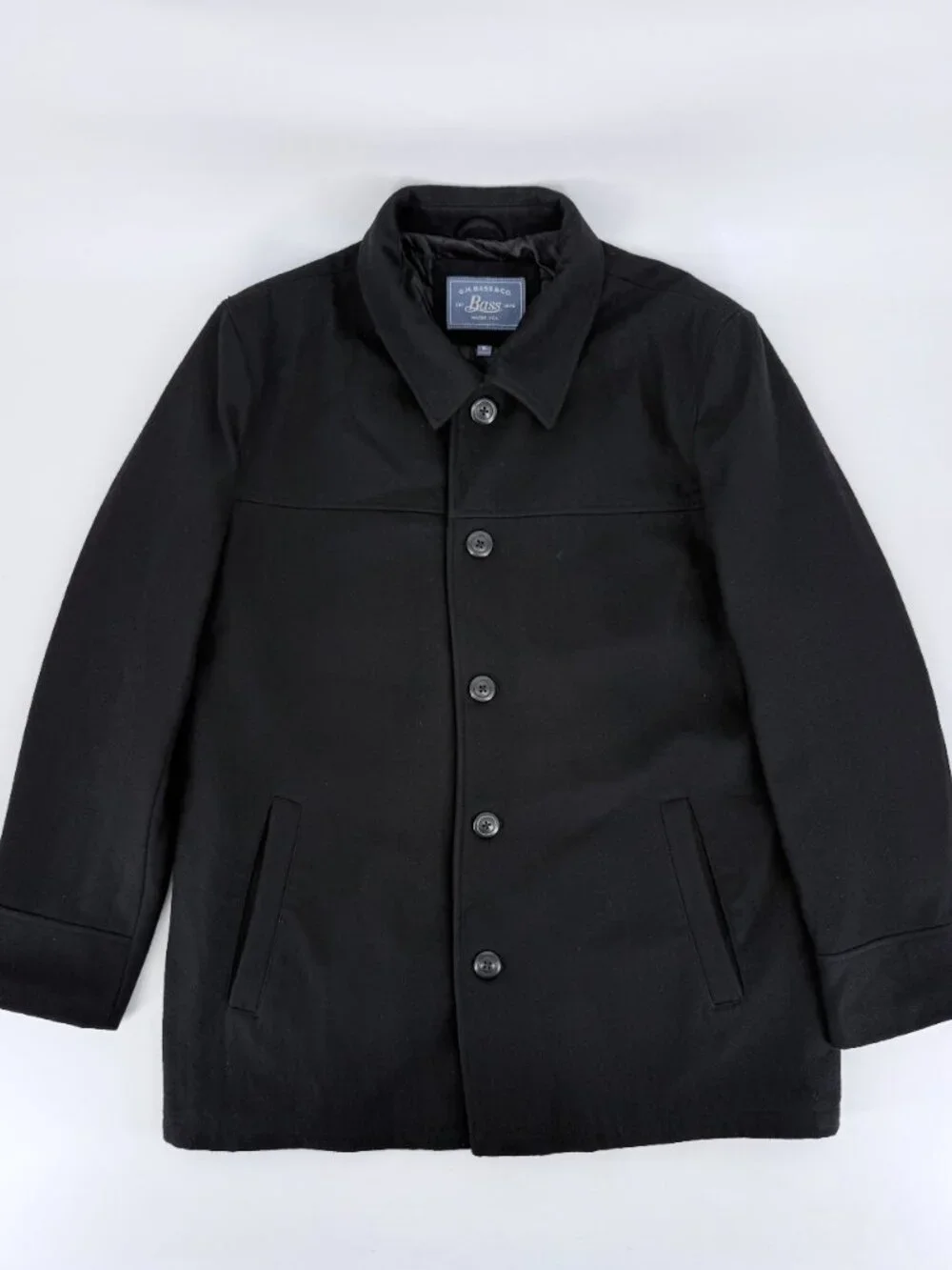 G.H. Bass Black Heavyweight Wool Blend Button Front Field Jacket Mens XL